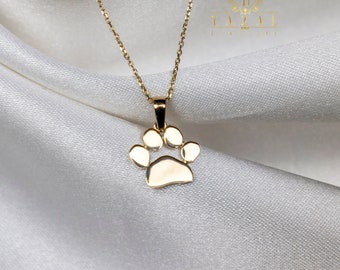 Colgante de pata de oro de 14K, collar de gato, regalo para sus colgantes delicados, joyas minimalistas, collar de mujer