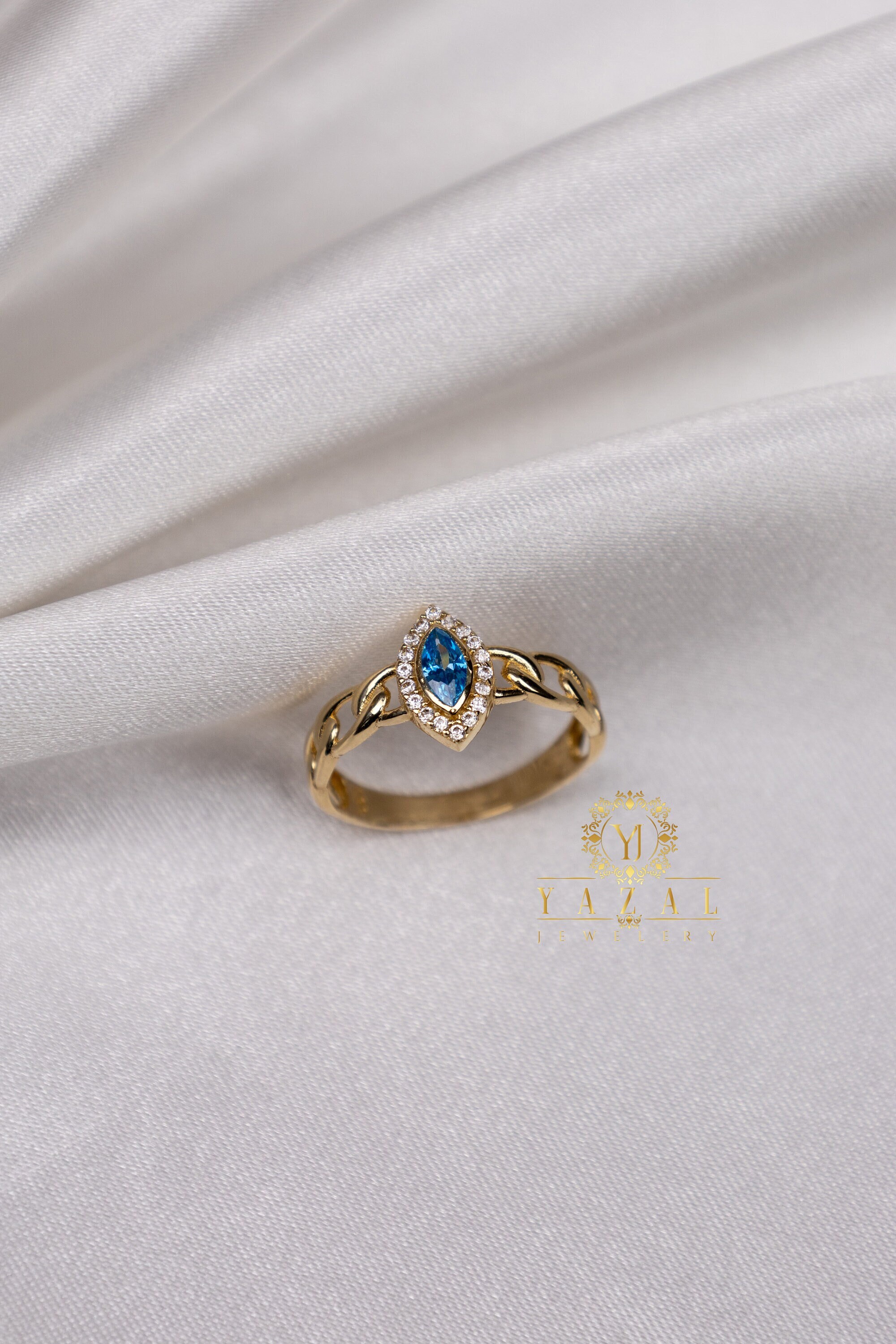 14k Gold Gourmet Drop Stone Ring, Gold Gourmet Ring, Handmade Ring ...