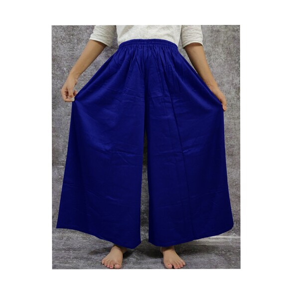 Women's Royal Blue Chicken Rayon Palazzo Flaired Pants wrinkle free