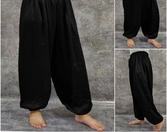 Pantalon de yoga Harem en coton noir Pantalon de danse du ventre Aladdin Étudiants Pantalons / Pantalon de yoga Harem en coton doux
