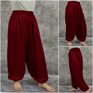 Burgundy Baumwolle Harem Yoga Hose Bauchtanz Hose Aladdin Studenten Pantalons / Weiche Baumwolle Harem Yoga Hose Hose