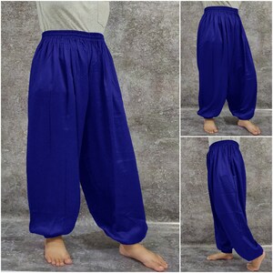 Royalblaue Baumwoll Haremshose Bauchtanzhose Aladdin Student Pantaloons / Weiche Haremshose Baumwolle Yoga Hose