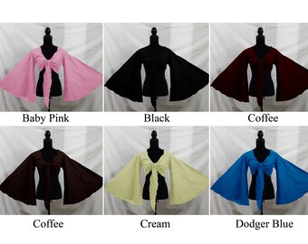 thumbnail image 2 of Belly Dance Tie Top Flair Wrap Choli – Gypsy Orientale Danse Blouse – 25 Colors – Chiffon 2 of 4