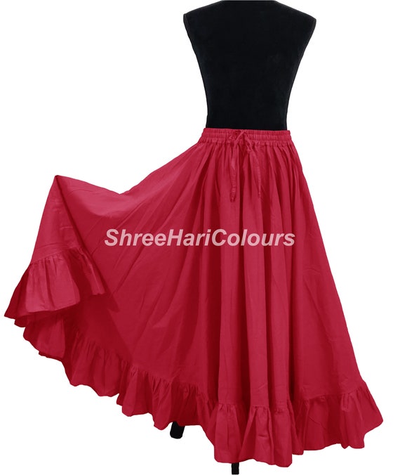 Jupe de flamenco en coton saumon, jupe Renaissance de 12 yards