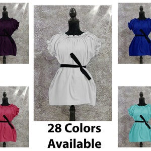 Short Sleeved Renaissance Chemise Cotton Gauze Peasant Costume Halloween medieval Gothic Peasant Wench off shoulder Victorian 28 colors (12)