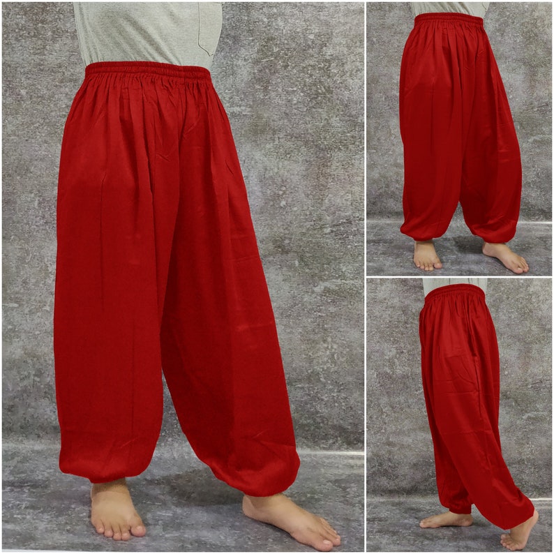 RED Cotton Harem Yoga Pants Belly Dance Trousers Aladdin Etsy