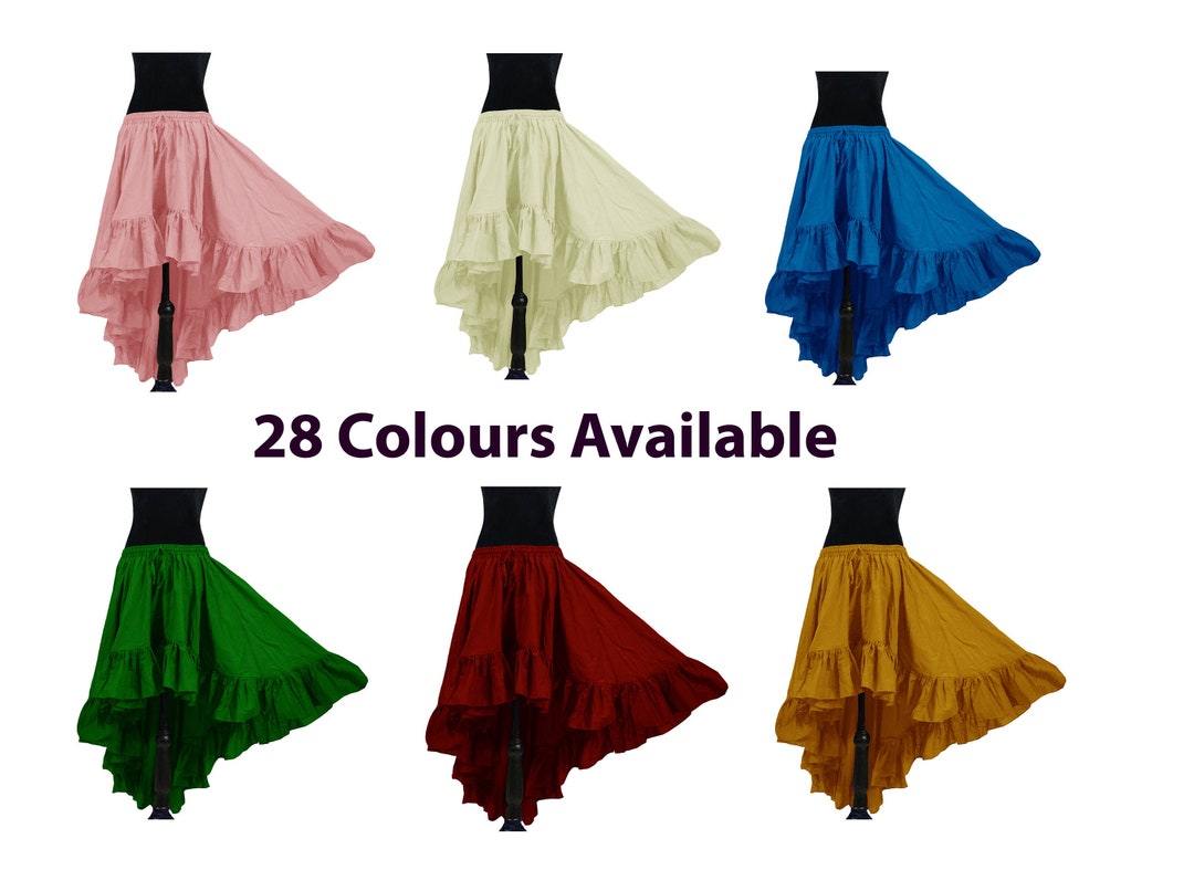 12-Yard Designer Satin Flamenco Skirt - Belly Dance, Gypsy, Tribal Ruffle Jupe ATS - Long, Elastic Waist, Made In India