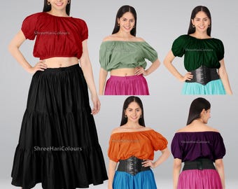 Cotton renaissance Top Blouse Bohemian Chemise Cropped Shirt Pirate Wench Medieval Peasant / Blouse Cotton Gauze Peasant /  Pirate Wench (2)