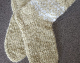 Hand knitted mohair and silk socks