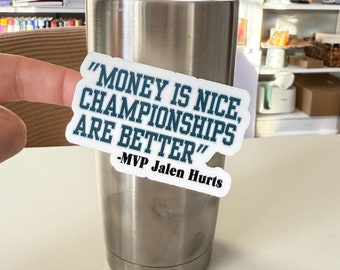 Jalen Hurts MVP Vinyl Sticker: Eagles Fan Decal, Philadelphia Water Bottle Sticker
