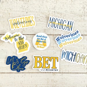 University of Michigan J.J. McCarthy Water Bottle Stickers, Michigan Wolverines Football Stickers