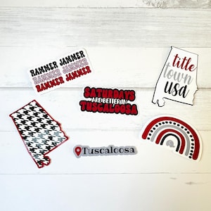 Stickers football universitaire | Décalcomanies imperméables pour bouteilles d'eau pourpres, blanches et pied-de-poule pour les fans des jours de match | Glacières, ordinateur portable, etc.