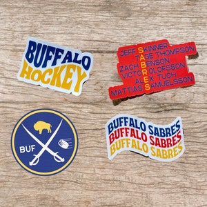Adesivos de hóquei Buffalo Sabres | Adesivos e decalques de hóquei para garrafas, coolers, laptops e muito mais | Ótimo presente de hóquei