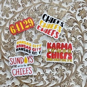 Kansas City Football Stickers | Chiefs Vinyl Decals for Water Bottles, Laptops, Notebooks, Etc. | Chiefs Fan Gift