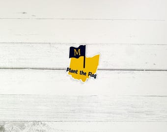 Michigan-klistermärke: Plant The Flag Rivalry-dekal, Wolverines vattenflaskklistermärke