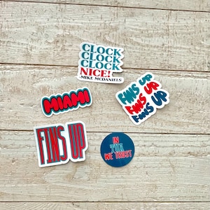 Miami Football Stickers for Water Bottles, Laptops - Dolphins Aqua & Orange Fan Gift