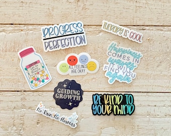 Mental Health Stickers: Therapy Self-Care Decals - Waterproof