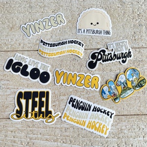 Pegatinas de hockey de los Penguins / Calcomanías de hockey de Pittsburgh para botellas de agua, computadoras portátiles, refrigeradores, etc. / Regalo de Pittsburgh para fanáticos del hockey de los Penguins