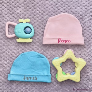 Personalized newborn coming home hat / infant name reveal hat