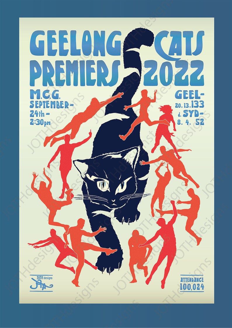 2022 Geelong Cats Premiership A2 Poster Print. Vintage Black Etsy