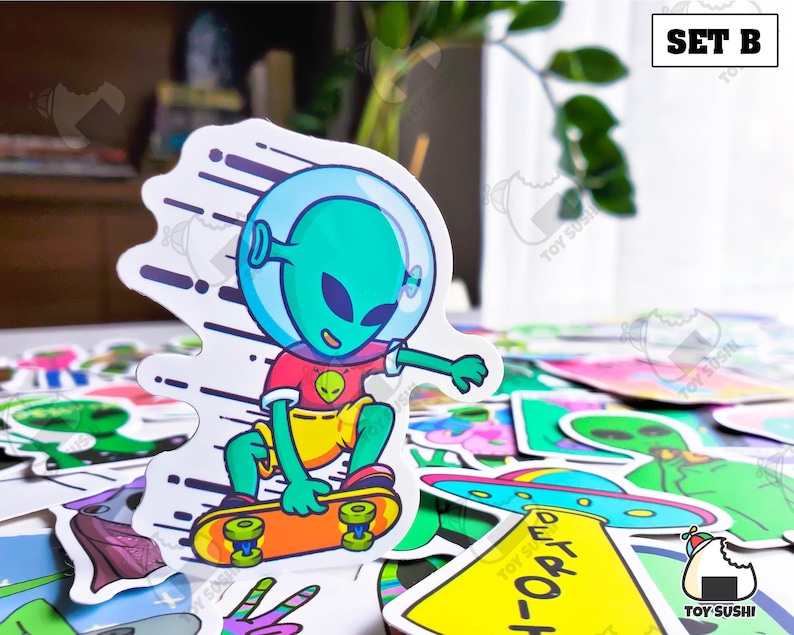 50 Pcs "alien" Stickers Pack | ET | UFO Stickers | Galaxy Stickers ...