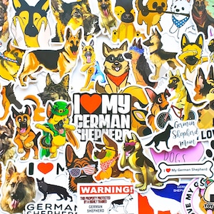 50 pcs &quot;German Shepherd&quot; Sticker Pack | Dog Mom | Puppy stickers | German Shepherd gifts | German Shepherd art | Dog Lover Gift | Dog Decals