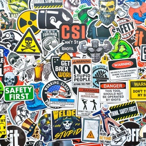 100 pcs "Hard Hat" Sticker Pack | Powerline | Welding | Stripper | Beard Gifts | Mechanic | Gorilla | Essential Worker | Construction Gifts