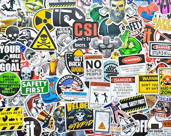 100 pcs &quot;Hard Hat&quot; Sticker Pack | Powerline | Welding | Stripper | Beard Gifts | Mechanic | Gorilla | Essential Worker | Construction Gifts