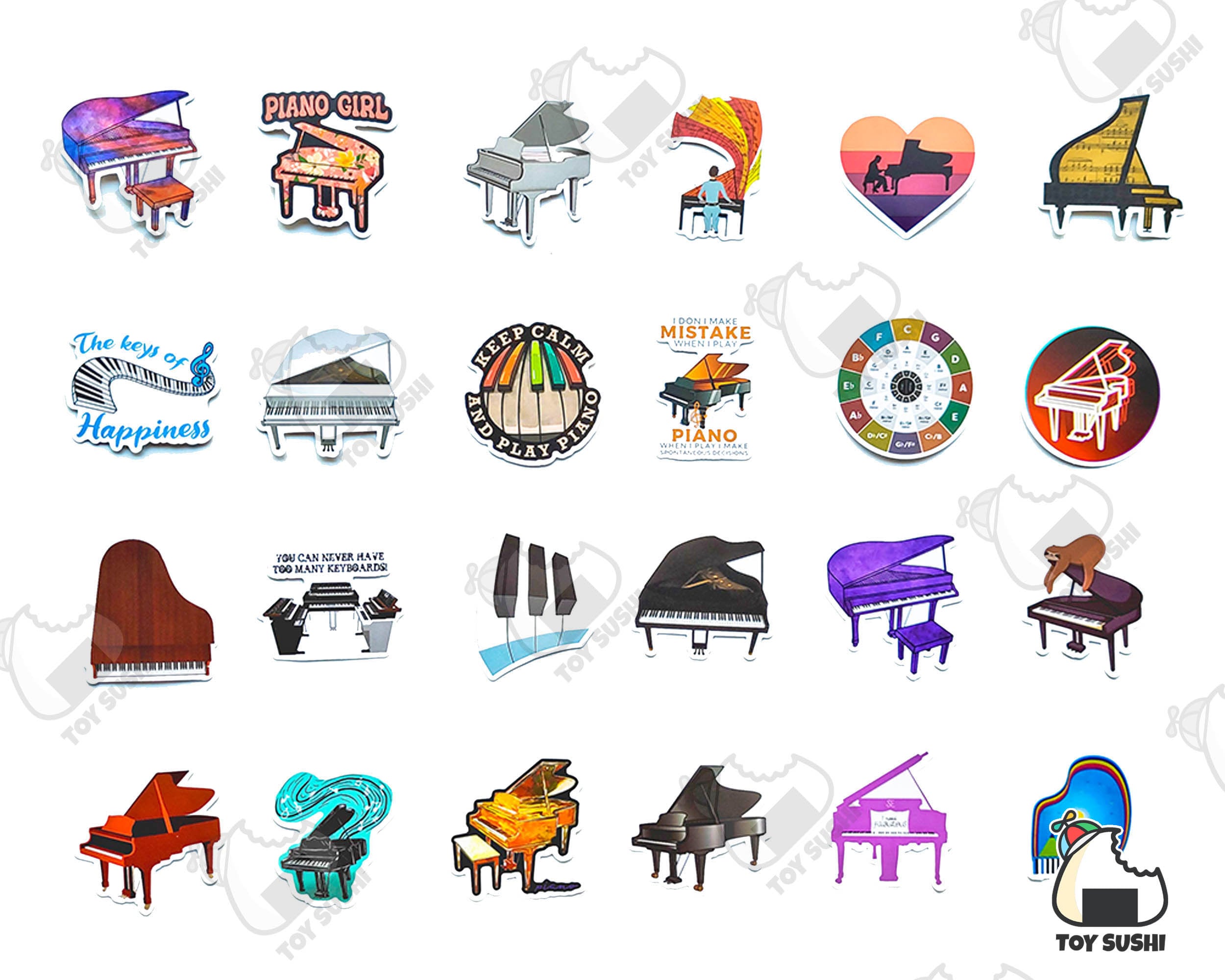 50 Pcs piano Sticker Pack Piano Teacher Gift - Etsy