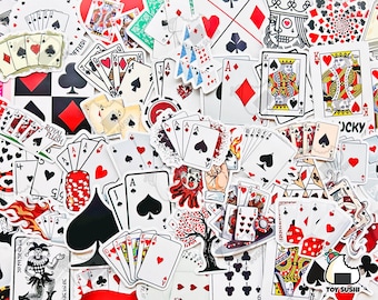 50 pcs "Poker" Sticker Pack | Casino | Deck of Cards | Ace of Spades | Poker Table | Poker Gifts | Game Night | Royal Flush | Man Cave Decor