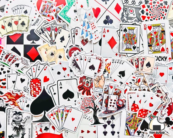 50 pcs "Poker" Sticker Pack | Casino | Deck of Cards | Ace of Spades | Poker Table | Poker Gifts | Game Night | Royal Flush | Man Cave Decor