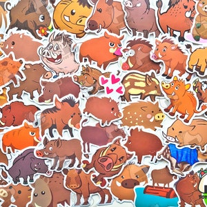 50 pezzi "Cinghiale" Confezione di adesivi / Fauna selvatica / Regalo di caccia / Zanna di cinghiale / Razorback / Cinghiale selvatico / Cinghiale cucciolo / Animali del bosco / Arte del cinghiale selvatico