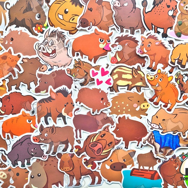 50 pcs "Wild Boar" Sticker Pack | Wildlife | Hunting Gift | Boar Tusk | Razorback | Wild Pig | Baby Boar | Woodland Animals | Wild Boar Art