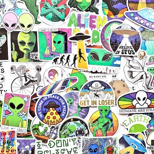 50 piezas "Alien" Stickers Pack / ET / UFO Stickers / Galaxy Stickers / Space Stickers / Ciencia Ficción / Universo / Sistema Solar