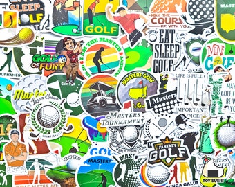 Zestaw 50 naklejek „Golf” | Dzień Ojca | Marker do piłek golfowych | Uchwyt na kartę wyników golfowych | Naklejki na wózki golfowe | Prezenty golfowe dla mężczyzn | Naklejki golfowe