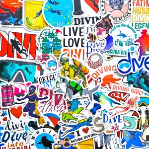 50-delig stickerpakket 'duiken' | Duiken |Zwempak | Oceaan | Onder de zee | Mariene biologie | Snorkelen | Onderwater | Duikcadeau