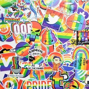 Pack d'autocollants sur le thème « Arc-en-ciel LGBT » de 95 pcs | Orgueil et préjugés | Autocollants LGBT | autocollant de fierté | autocollant de paix | Stickers muraux arc-en-ciel