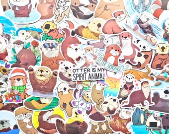 50 pcs "Beaver Otter" Sticker Pack | Nature Animal Toy | Girlfriend gift idea | Otter Gifts | Sea Otter | Significant Otter | Otter Sticker