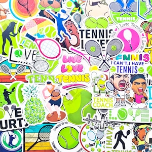50-delig "Tennis"-stickerpakket | Mangrotdecoratie | Tenniscadeau | Tennistas | Sportdecoratie | Tennisfeest | Tennisbaan | Tenniscadeaus voor heren