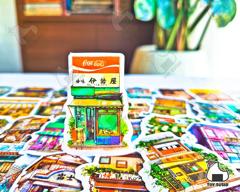 50 Stück "Japanese Shops" Sticker Pack | Japan Shop Schild | Glückskatze | Japanische Möbel | Empfohlene Geschäfte | Japan Antike | Japanische Straße Bild 4