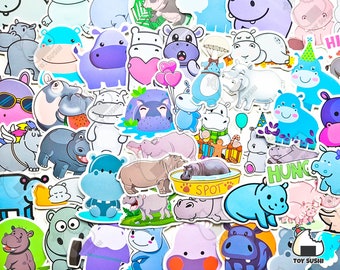 50 pcs "Hippopotamus" Sticker Pack | Hungry Hippo | Hippo Art | Zoo Animals | Baby Gift | Baby Shower Gift | Baby boy Nursery | Baby Hippo