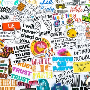 50 Stück White Lies Sticker | White Lie Party | Geschenk für Sie | Freundschaft Geschenke | Achtsamkeit | Lustige Aufkleber | Ich bin nüchtern