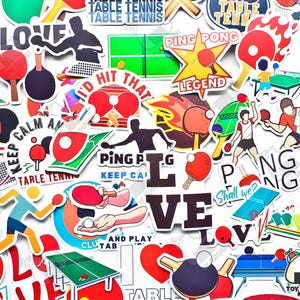 50 Stück Ping Pong Sticker Pack | Tisch Tennis | Ping Pong Tisch | Benutzerdefinierte Paddel | Ping Pong Geschenke | Ping Pong Bälle | Vintage Sport-Abziehbilder