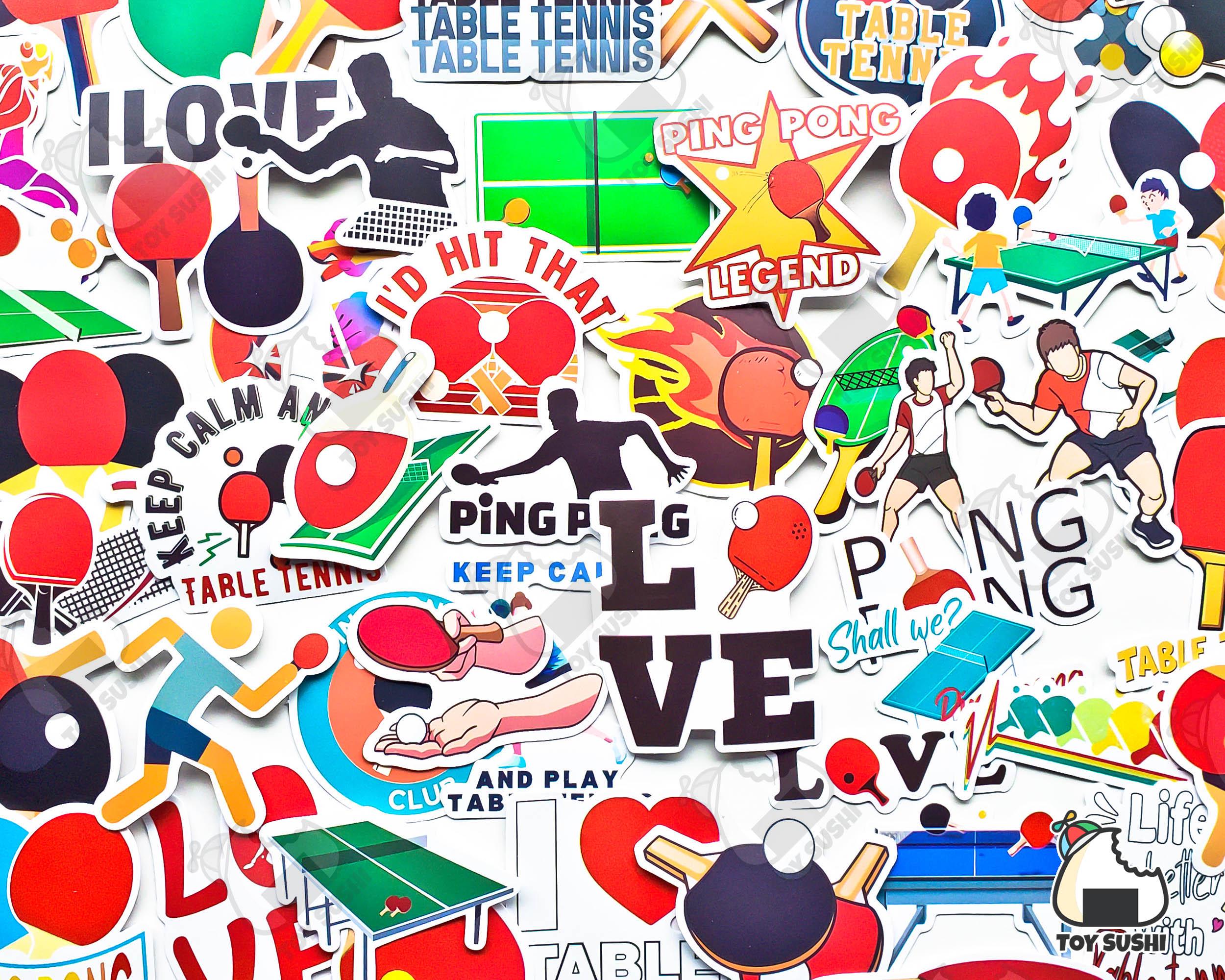 BIGZORO Pack 50 PCS Ping Pong Table Tennis Sticker Outdoors Theme Waterproof Vinyl Decals Items For Teens Adults Sports Lovers Decor Water Bottles Phone Case Notebook Suitcase Laptop