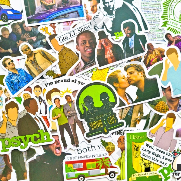 50 pcs "Psych" Sticker Pack | Pineapple | Shawn Spencer | Gus | Detective Gifts | Funny TV Show | TV Lover Gifts | Comedy Sitcom Stickers