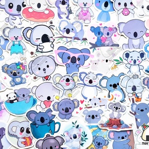 50 Stück &quot;Koala&quot; Sticker Pack | Kawaii Animal Stickers | Laptop Aufkleber | Bujo Aufkleber | Koala Aufkleber | Auto Anime Aufkleber | Blauer Koala