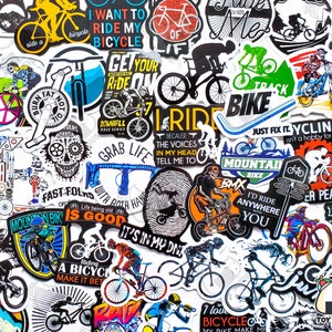 Lot de 50 autocollants « Vélo » | Vélo | Cadeau pour lui | Cadeau pour elle | Cyclisme | Motard | Tour de France | Motard | Cyclologue | Stickers sportifs