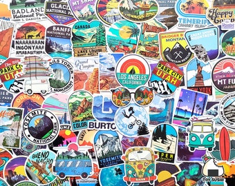 95 pcs "Outdoor Vacation" Stickers Pack | Good Vibes stickers | Camping | Hippie | Canada | Lake Louise | Banff | Yosemite | Travel Stickers