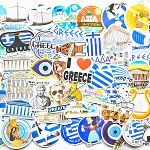 50 Stück Griechenland Sticker Pack | Griechenland Party | Griechisch-Orthodox | Schwesternschaft | antikes Griechenland | Griechisch Geschenk | Griechenland Souvenir | Santorin | Athen