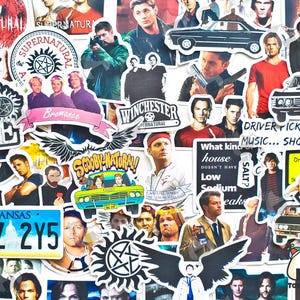 45 Teile "Supernatural" Sticker Pack | Castiel | Supernatural Geschenk | Fandom | Sam | Dean Winchester | Crowley supernatural | Geschenke für die Serie